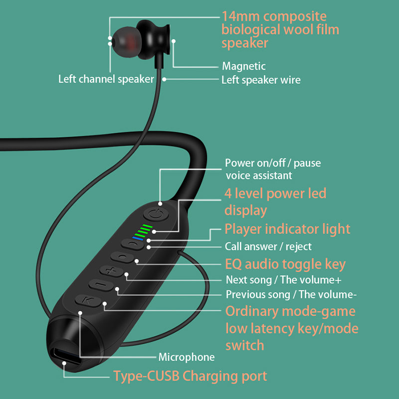 D-766 Wireless Earphones Bluetooth 5.3 Neckband Headphones Gaming LED Display HiFi Headset D-766 Wireless Earphones Bluetooth 5.3 Neckband Headphones Gaming LED Display HiFi Headset